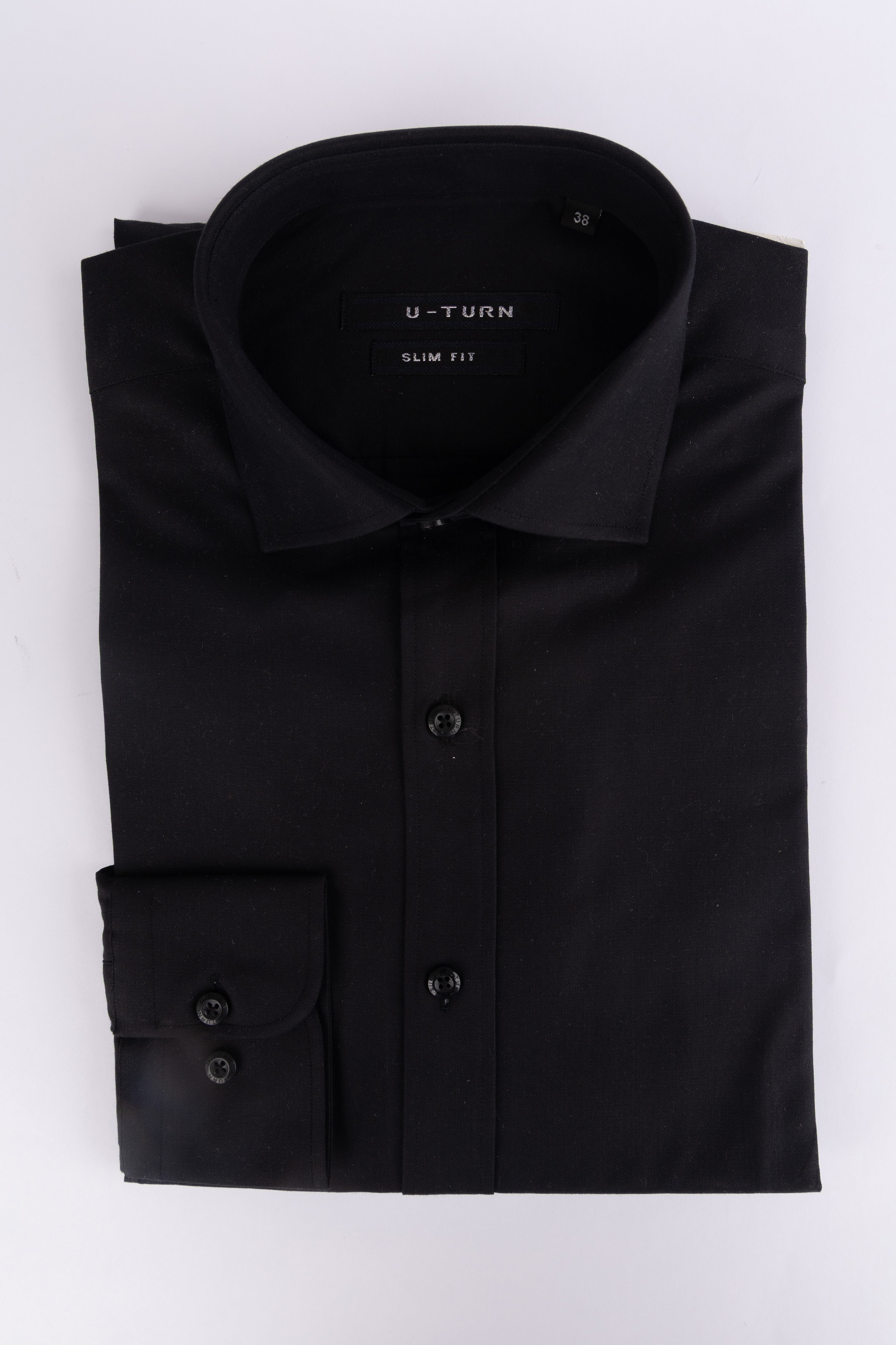 L-SLEEVE SLIM FIT SHIRT C102 - BLACK الصورة الثانوية