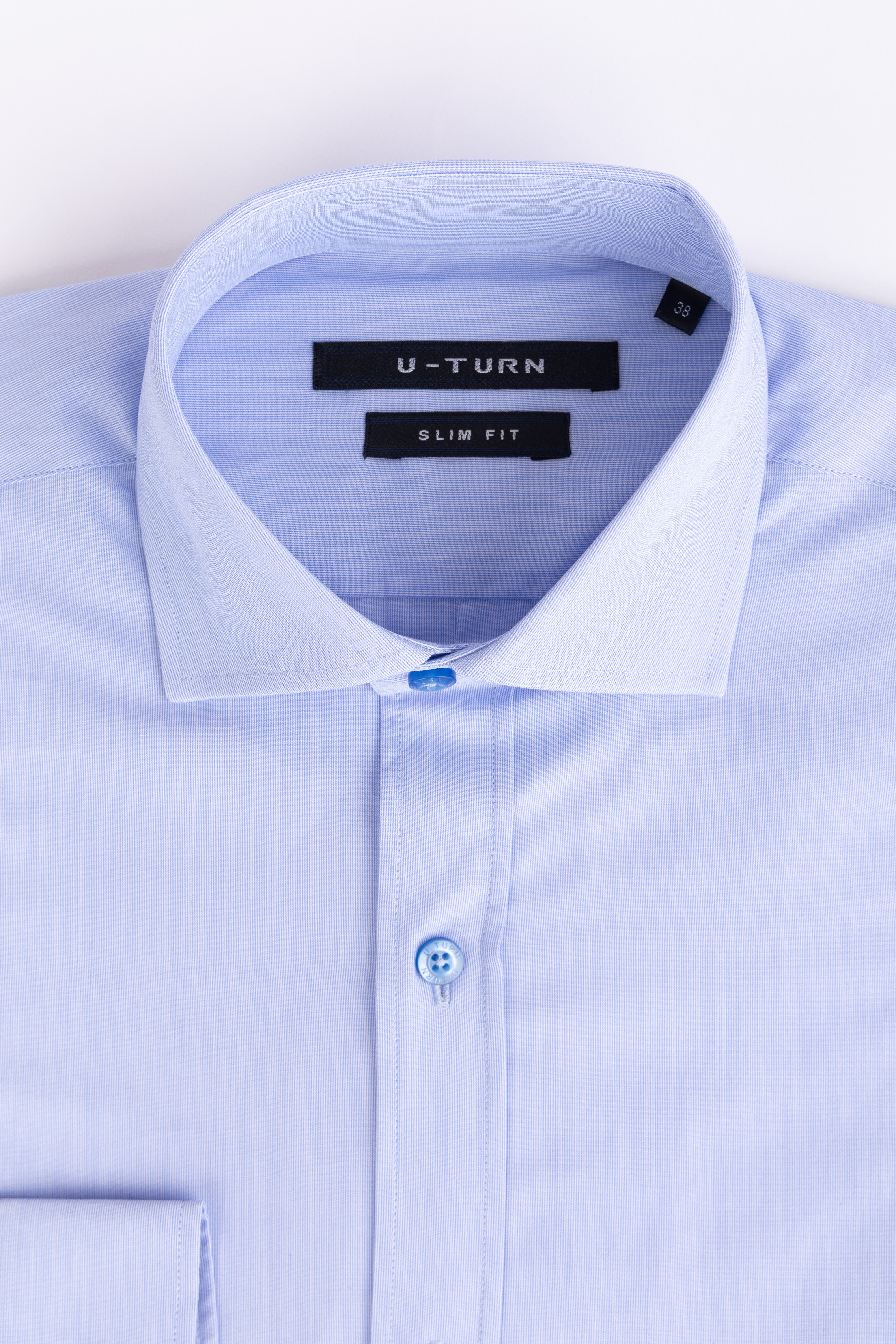L-SLEEVE SLIM FIT SHIRTC115 - BLUE الصورة الثانوية