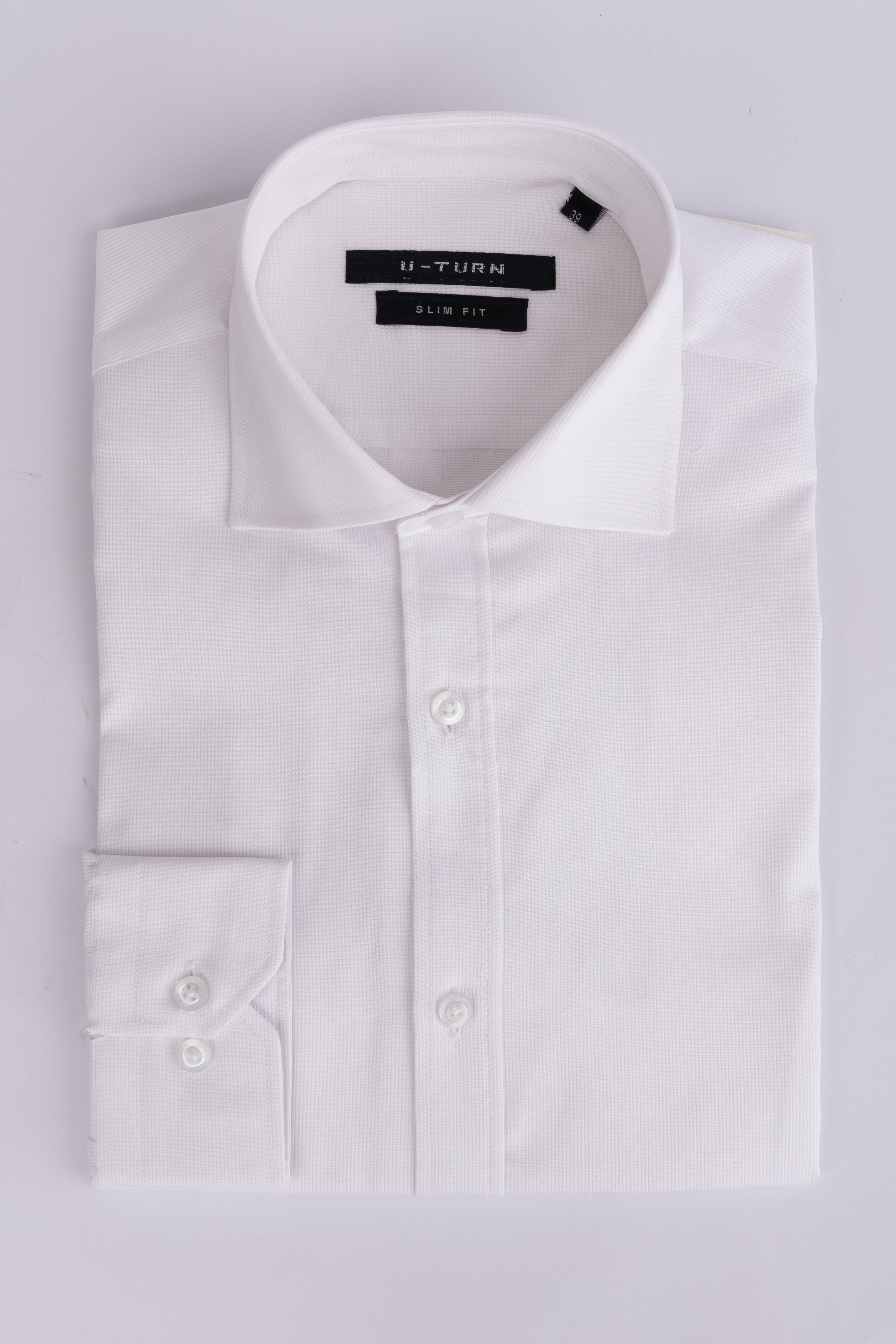 L-SLEEVE SLIM FIT SHIRT C115 - WHITE الصورة الثانوية