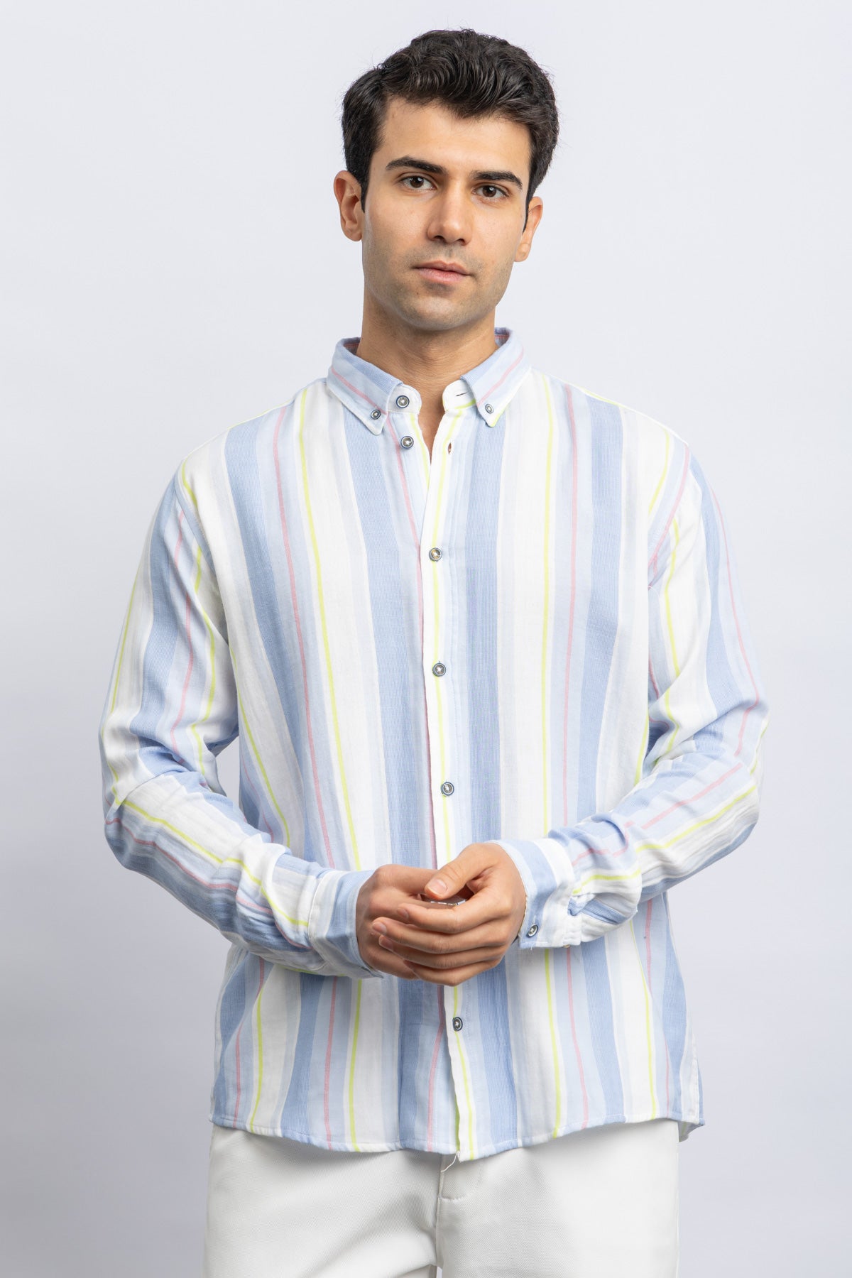 L-SLEEVE CASUAL SHIRT 2BT - M BLUE Secondary image