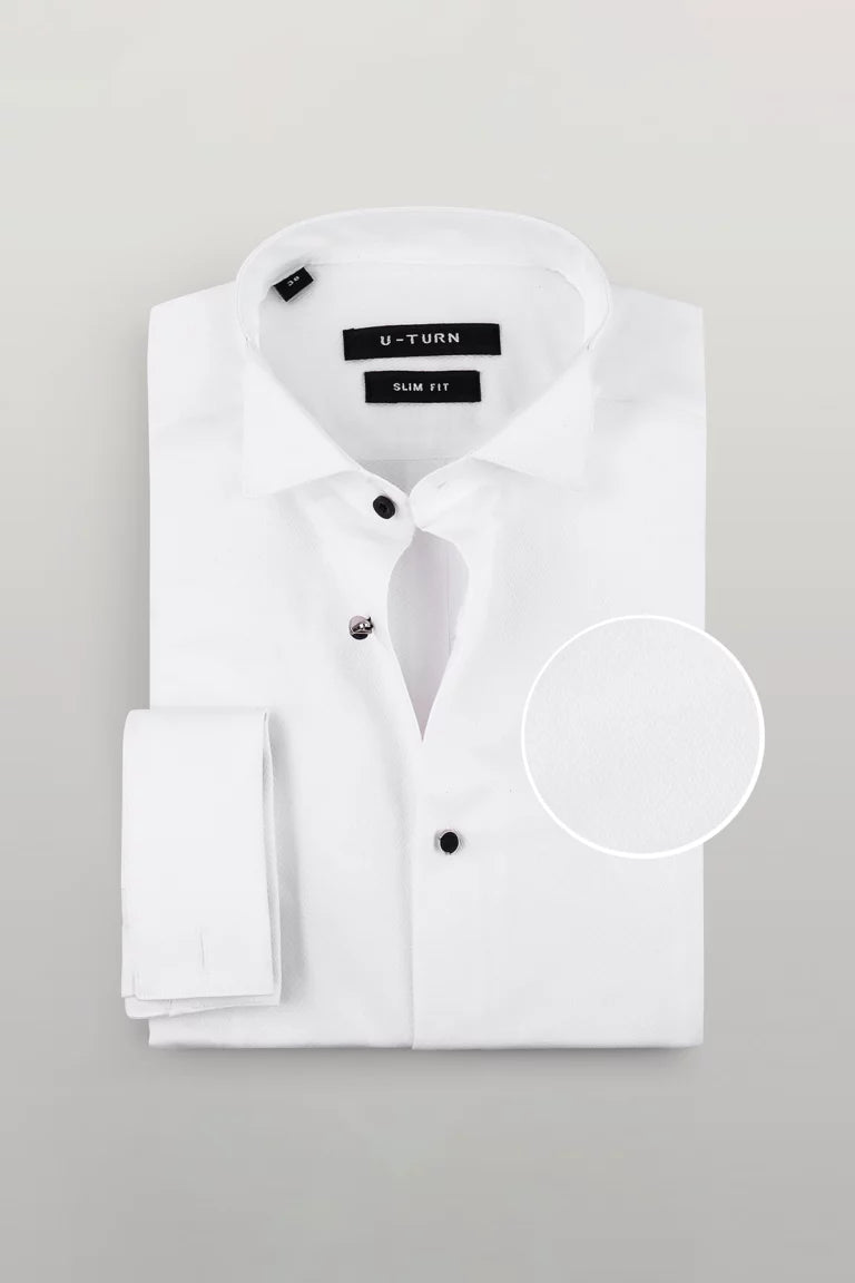 DOUBLE CUFF TUXEDO SHIRT - WHITE Main image