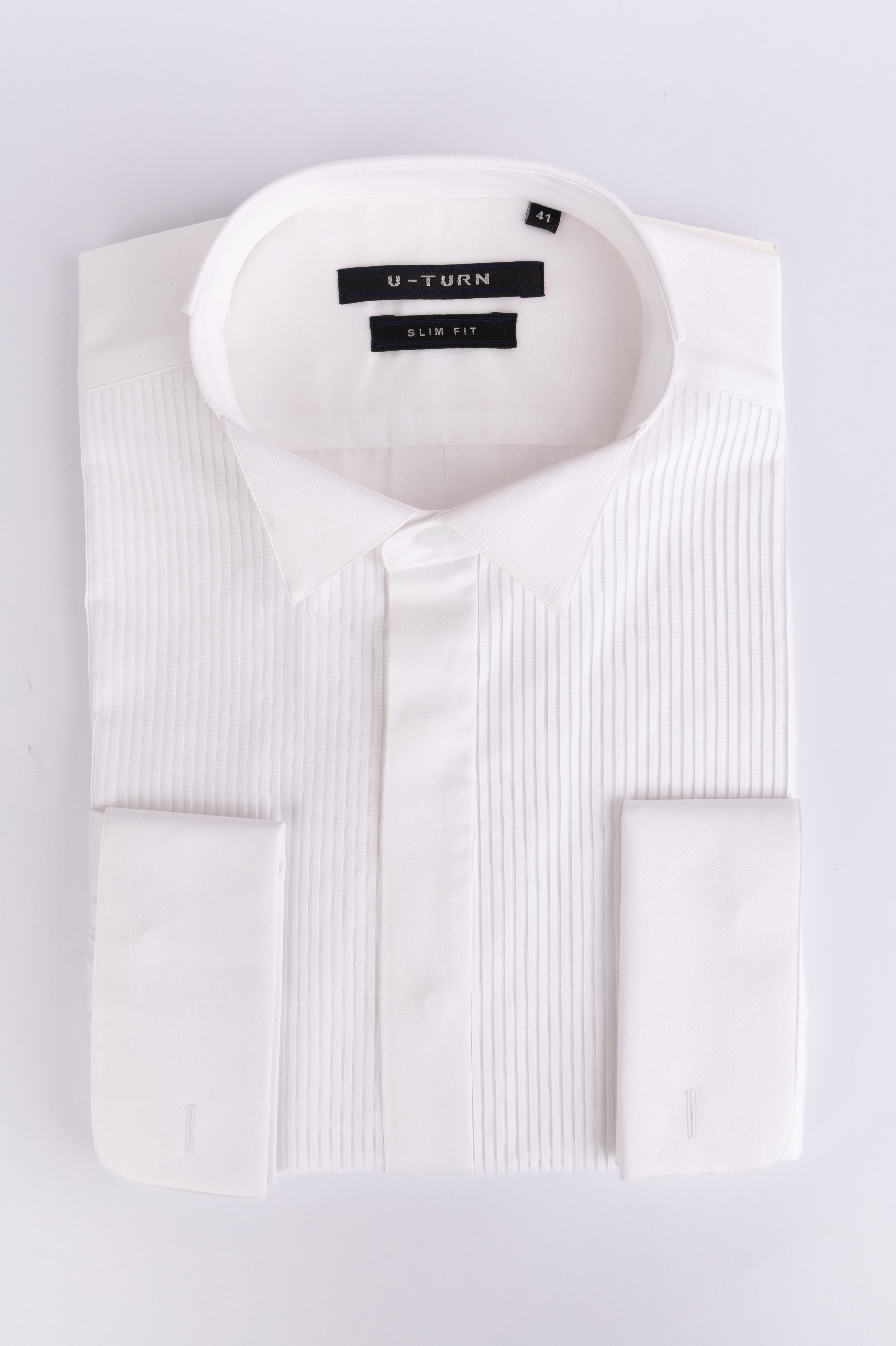 D CUFF TUXEDO SHIRT HIDDEN - WHITE الصورة الثانوية