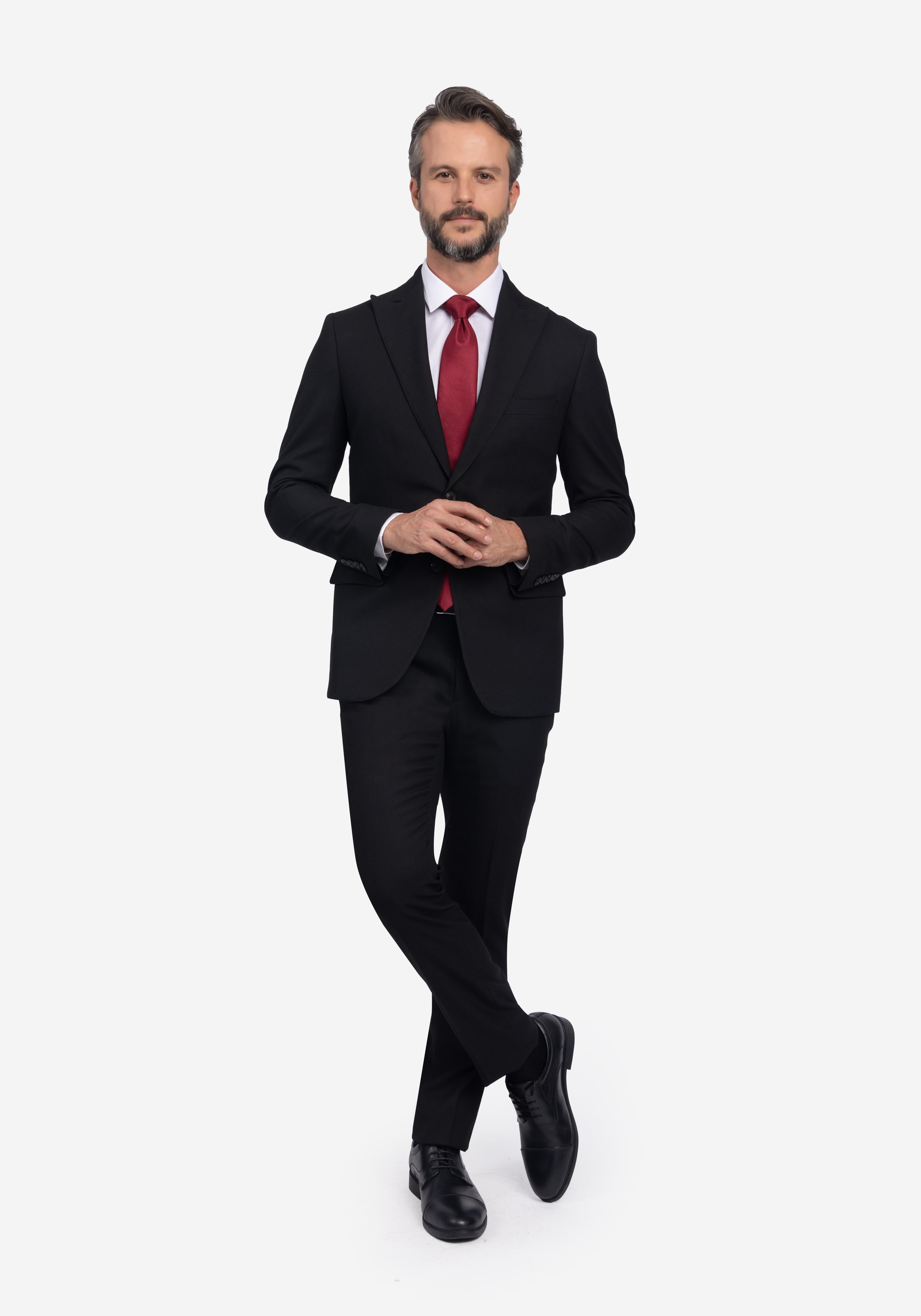 FORMAL PEAK LAPEL 2PC 1V SUIT - BLACK الصورة الثانوية